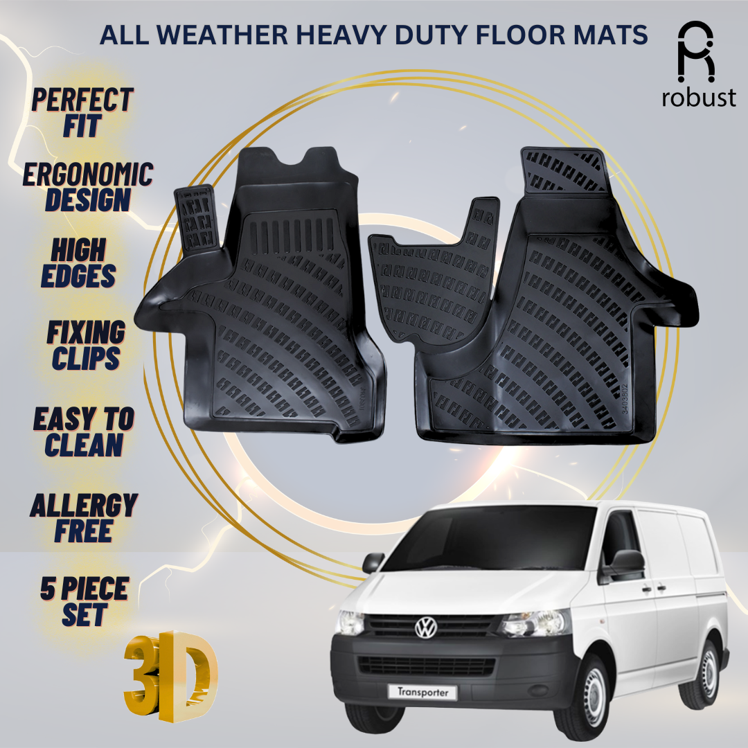 Floor Mats Liners For Volkswagen Transporter T5 2003-2014 All Weather Heavy Duty