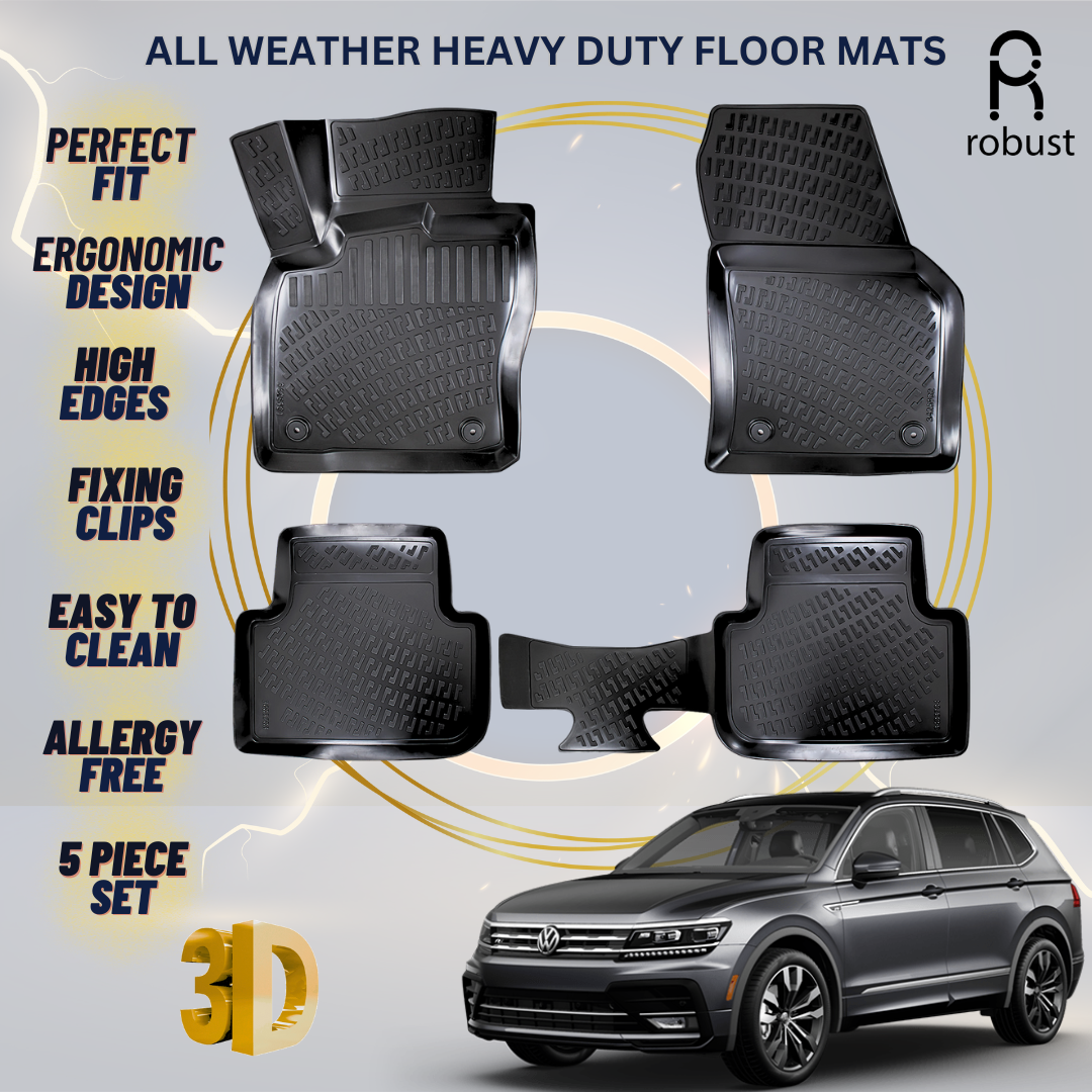 Floor Mats Liners For VW Volkswagen Tiguan 2019-2023 All Weather Heavy Duty Rugs