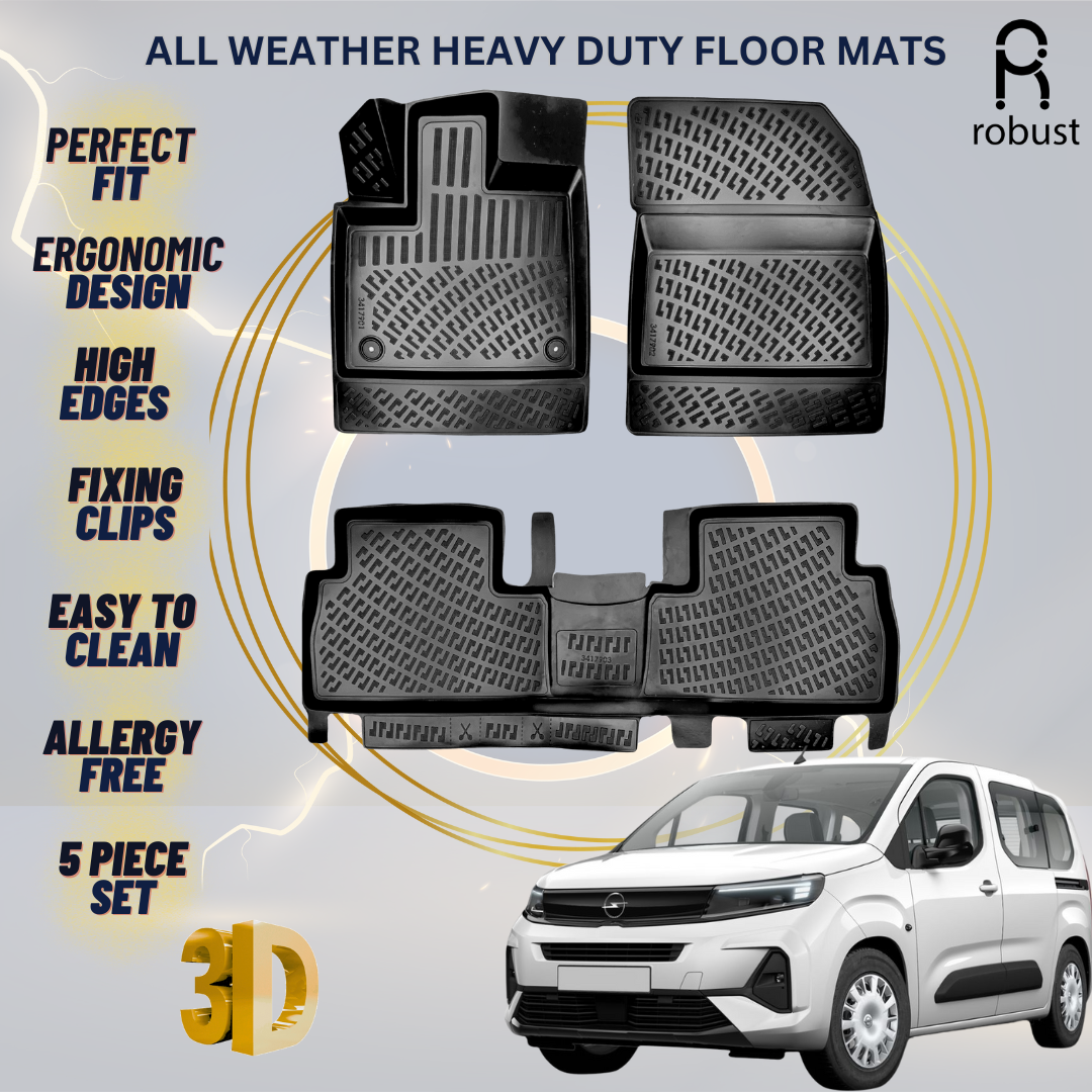 Floor Mats Liners For Opel Combo Life 2023-2026 All Weather Heavy Duty Car Rugs