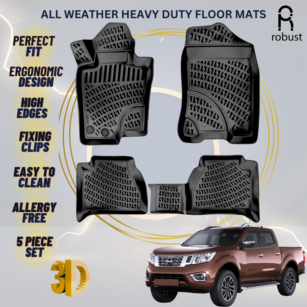 Floor Mats Liners For Nissan Navara 2014-2019 All Weather Heavy Duty 3D Car Rugs