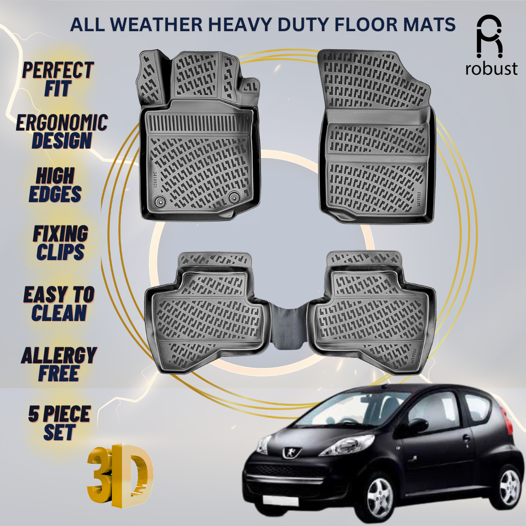 Floor Mats Liners For Peugeot 107 2005-2014 All Weather Heavy Duty 3D Car Rugs