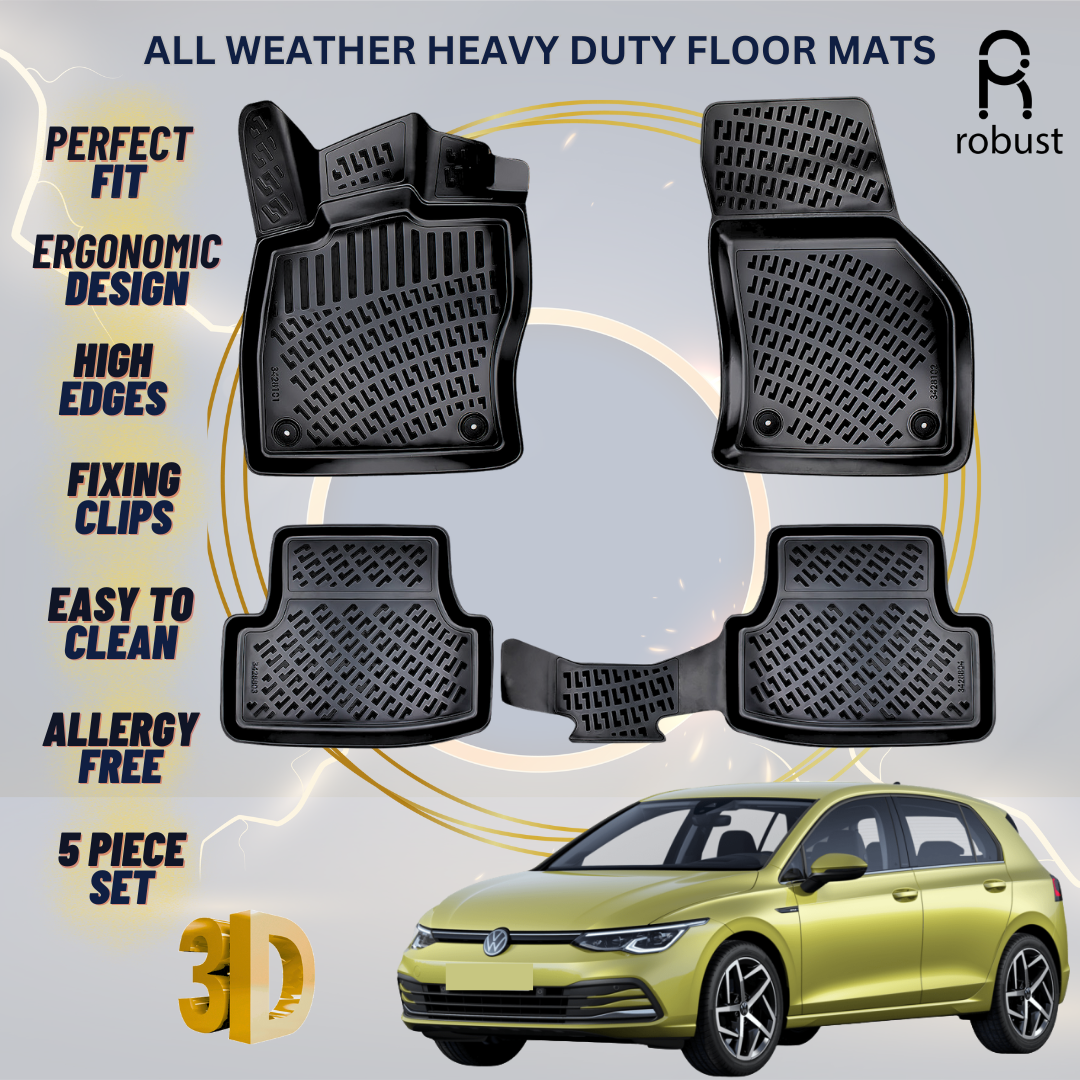 Floor Mats Liners For VW Volkswagen Golf 8 2019-2025 All Weather Heavy Duty Rugs