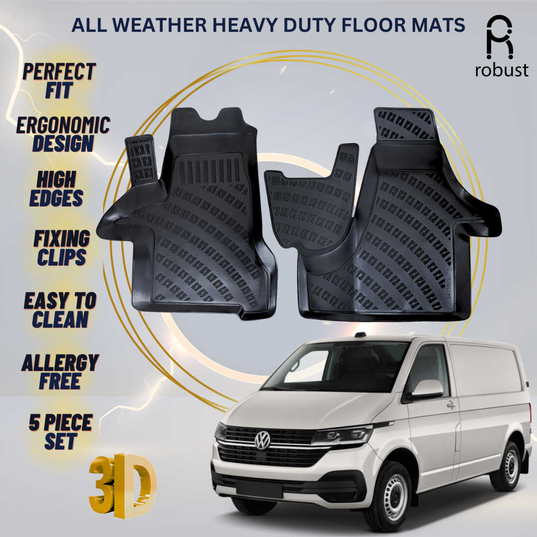 Floor Mats Liners For Volkswagen Transporter T6 2020-2025 All Weather Heavy Duty