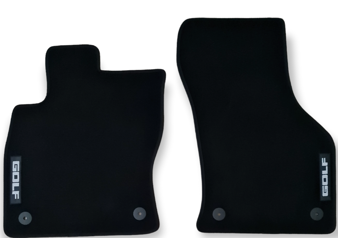 Front Car Floor Mats Velour For VW Golf Mk8 Waterproof Carpet Auto Liners 2pcs
