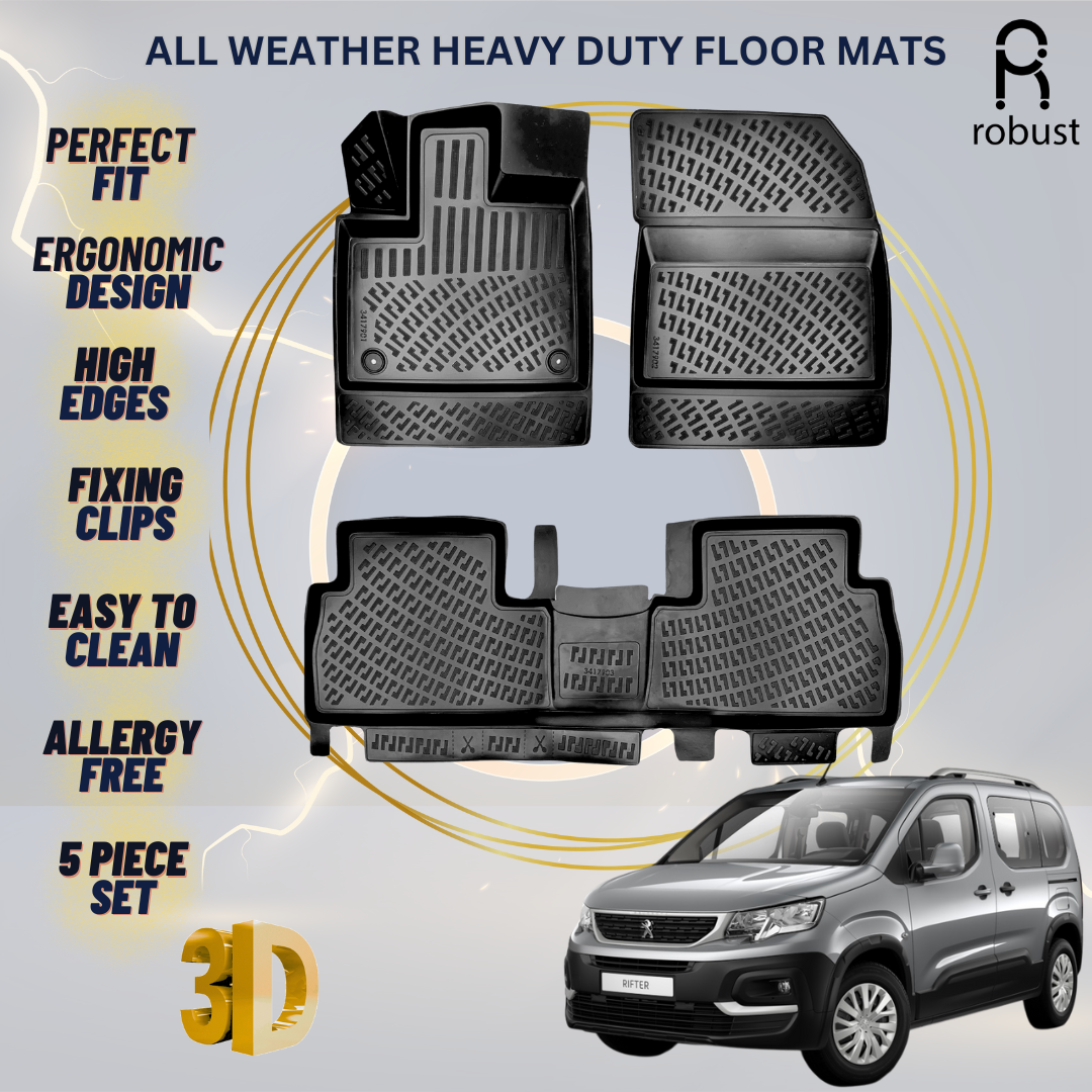 Floor Mats Liners For Peugeot Rifter 2018-2023 All Weather Heavy Duty Car Rugs