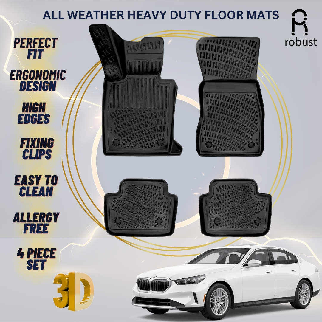 Floor Mats Liners For BMW 5 G60/G61 2023-2025 All Weather Heavy Duty 3D Car Rugs