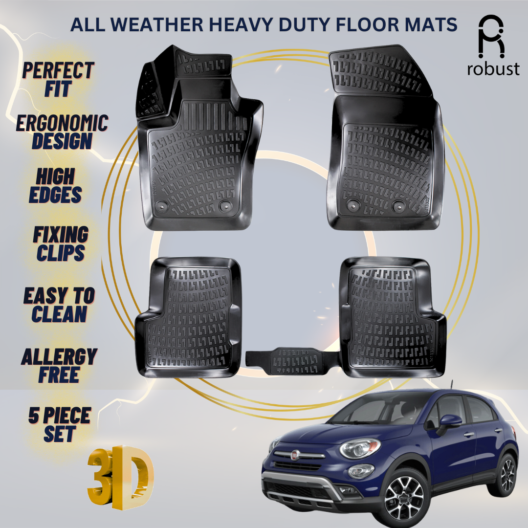 Floor Mats Liners For Fiat 500x 2014-2024 All Weather Heavy Duty 3D Car Rugs