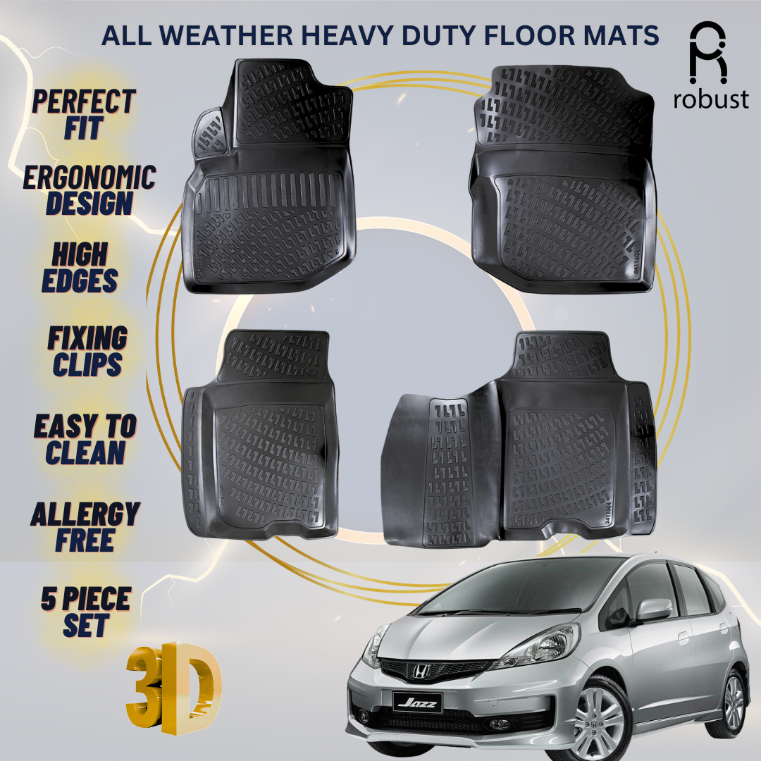 Floor Mats Liners For Honda Jazz 2008-2015 All Weather Heavy Duty 3D Car Rugs