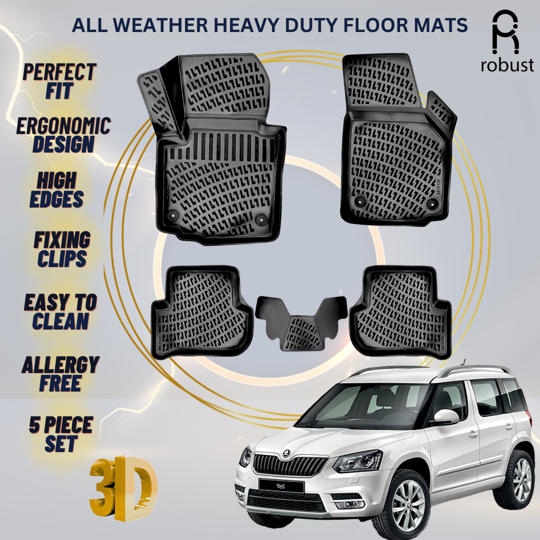 Floor Mats Liners For Skoda Yeti 2009-2017 All Weather Heavy Duty 3D Car Rugs