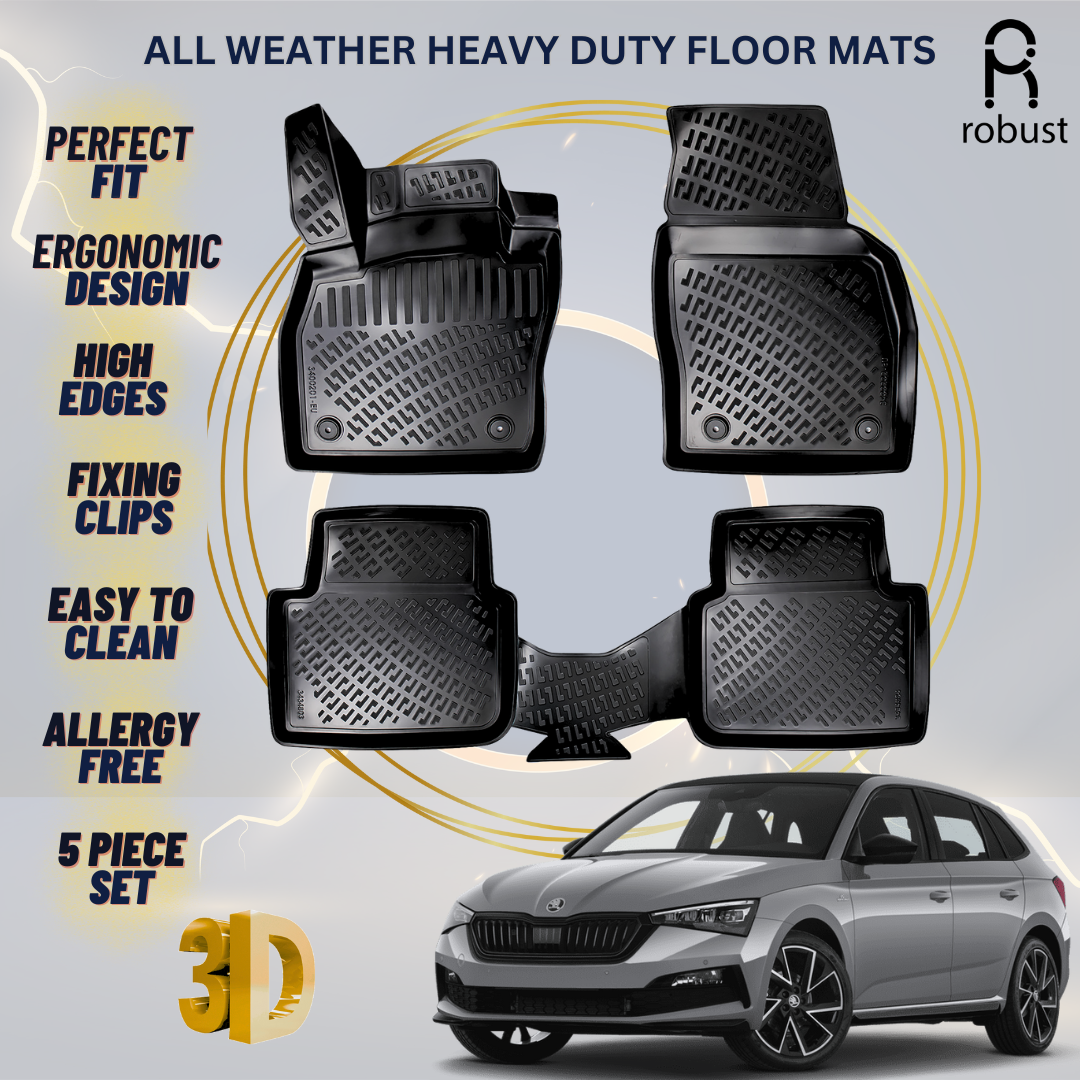 Floor Mats Liners For Skoda Scala 2019-2023 All Weather Heavy Duty 3D Car Rugs