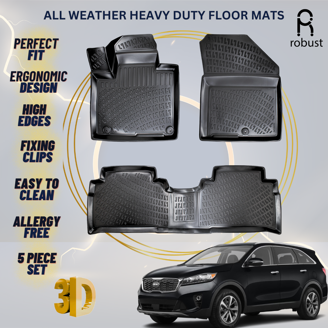 Floor Mats Liners For Kia Sorento 2016-2020 All Weather Heavy Duty 3D Car Rugs