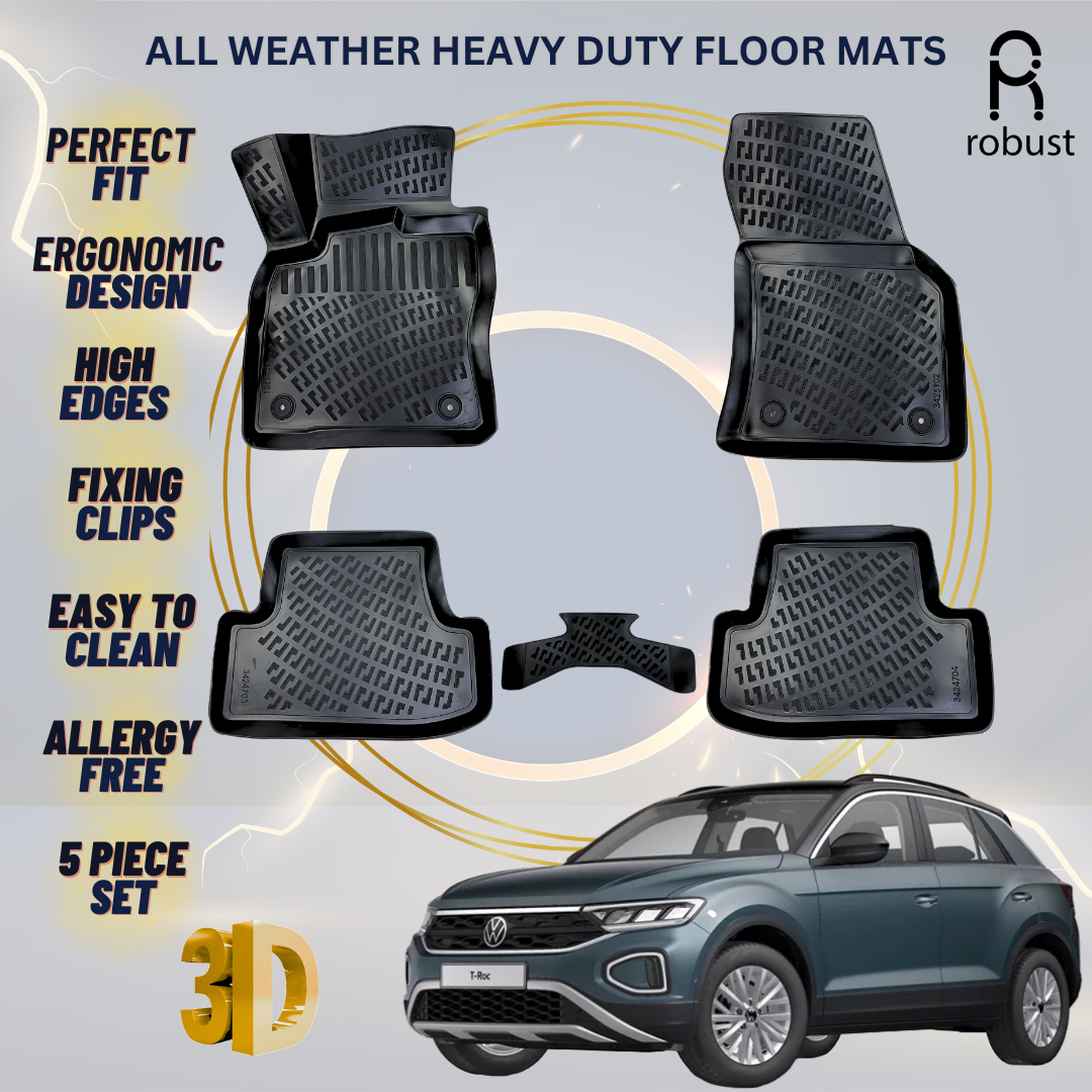Floor Mats Liners For VW Volkswagen T-Roc 2021-2025 All Weather Heavy Duty Rugs