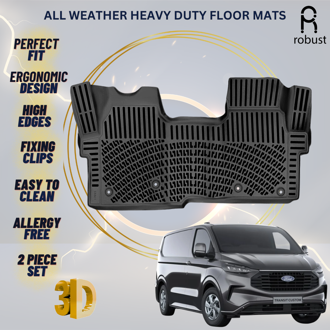 Floor Mats Liners For Ford Transit Custom 2024-2026 All Weather Heavy Duty Rugs