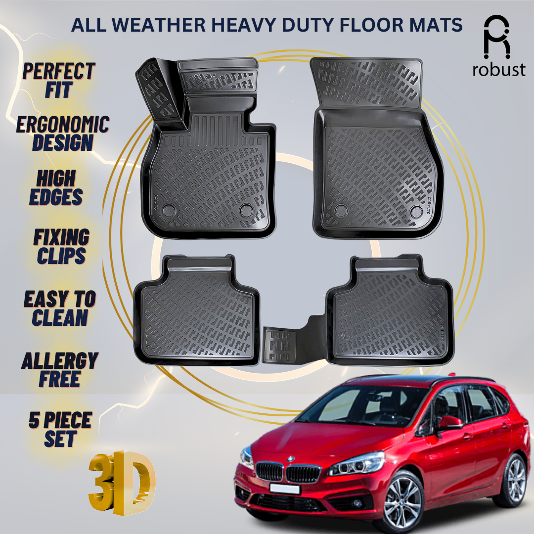 Floor Mats Liners For BMW 2 F45 AT 2014-2021 All Weather Heavy Duty 3D Car Rugs