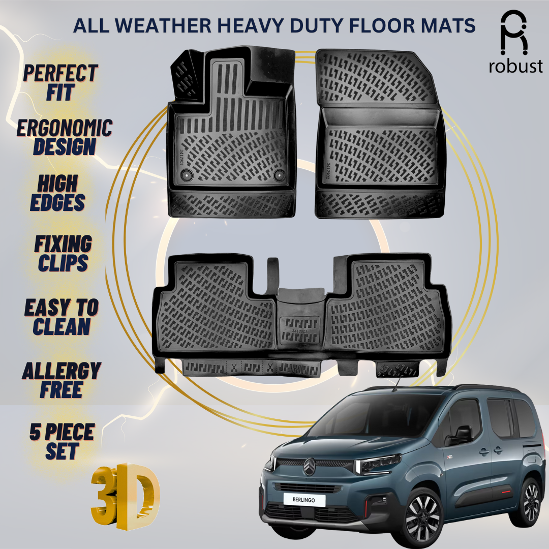 Floor Mats Liners For Citroen Berlingo 2023-2026 All Weather Heavy Duty Car Rugs