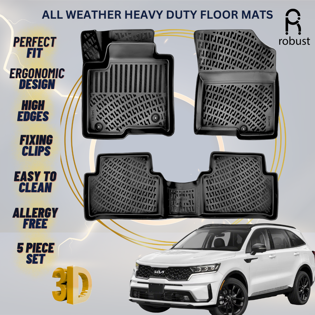 Floor Mats Liners For Kia Sorento Hybrid 2021-2025 All Weather Heavy Duty Rugs