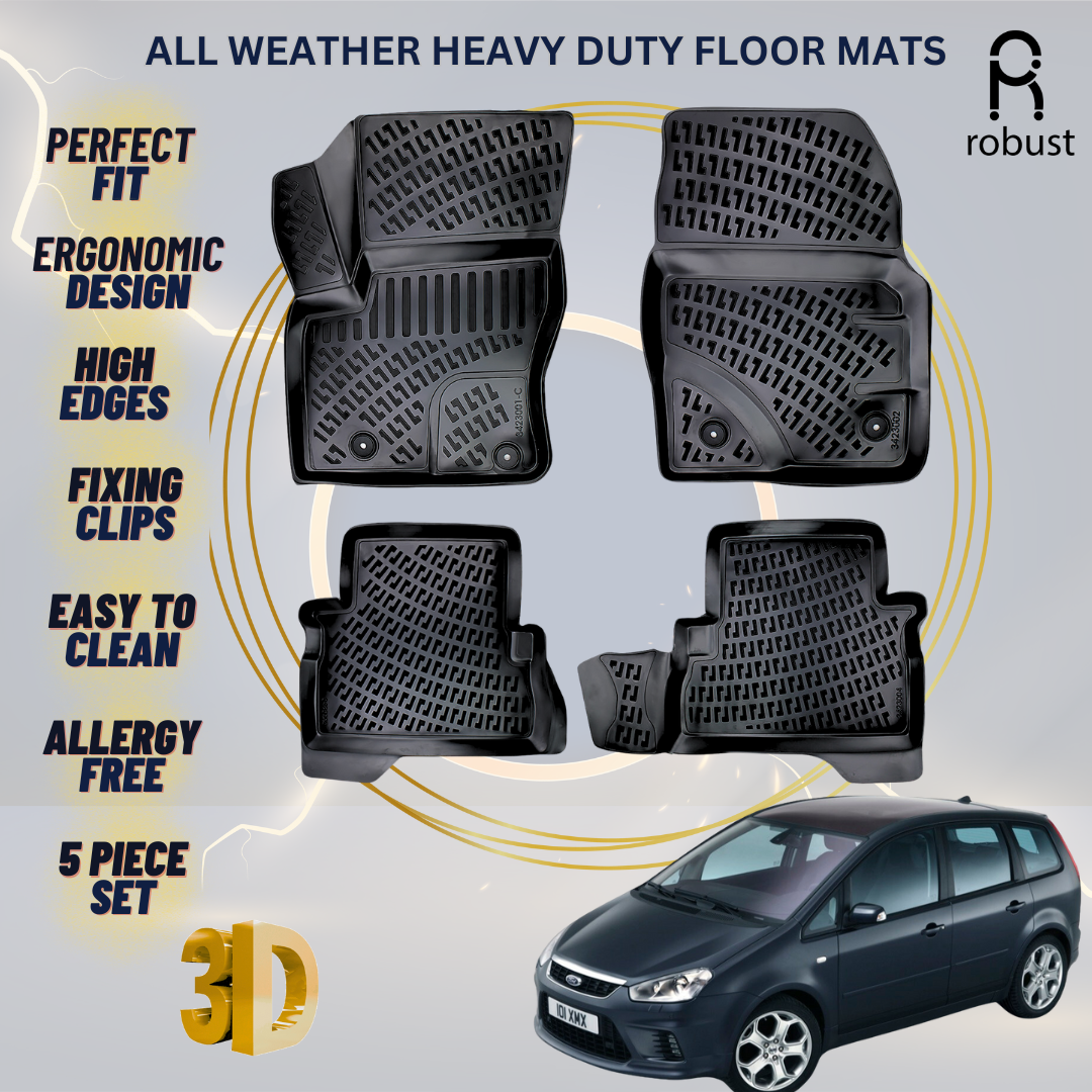 Floor Mats Liners For Ford C-Max 2003-2009 All Weather Heavy Duty 3D Car Rugs