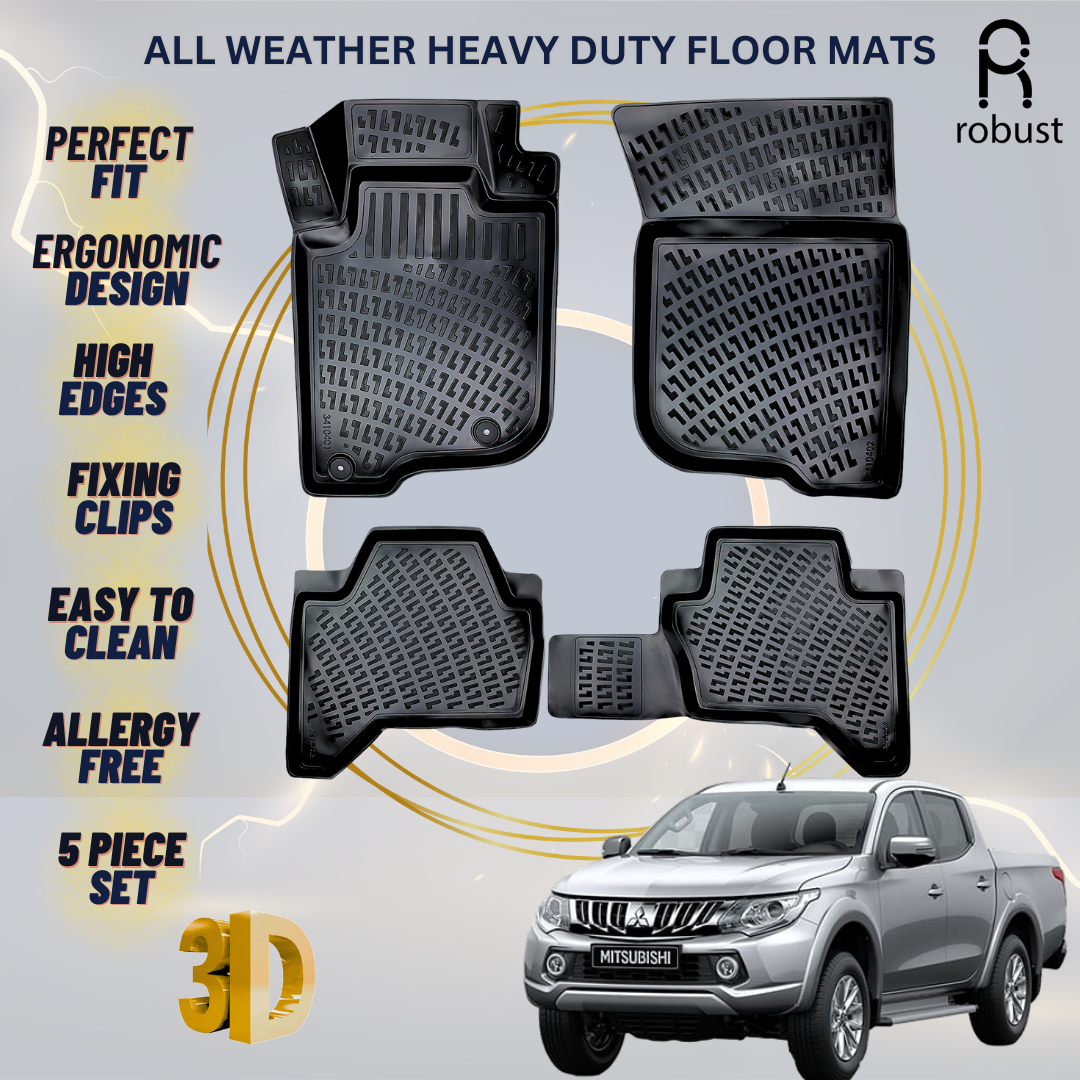 Floor Mats Liners For Mitsubishi L-200 2015-2019 All Weather Heavy Duty 3D Rugs
