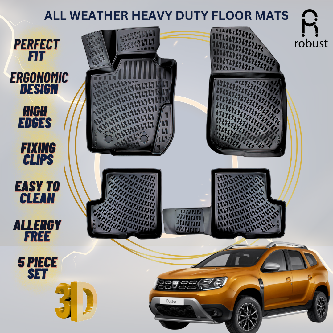 Floor Mats Liners For Dacia Duster 2018-2022 4x2 All Weather Heavy Duty Car Rugs