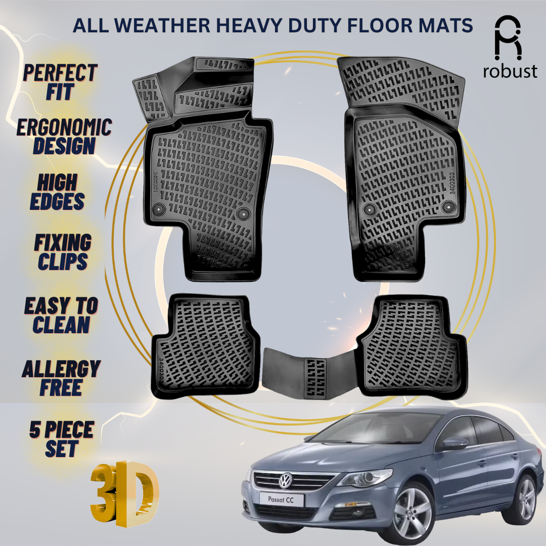 Floor Mats Liners For Volkswagen Passat CC 2008-2012 All Weather Heavy Duty Rugs