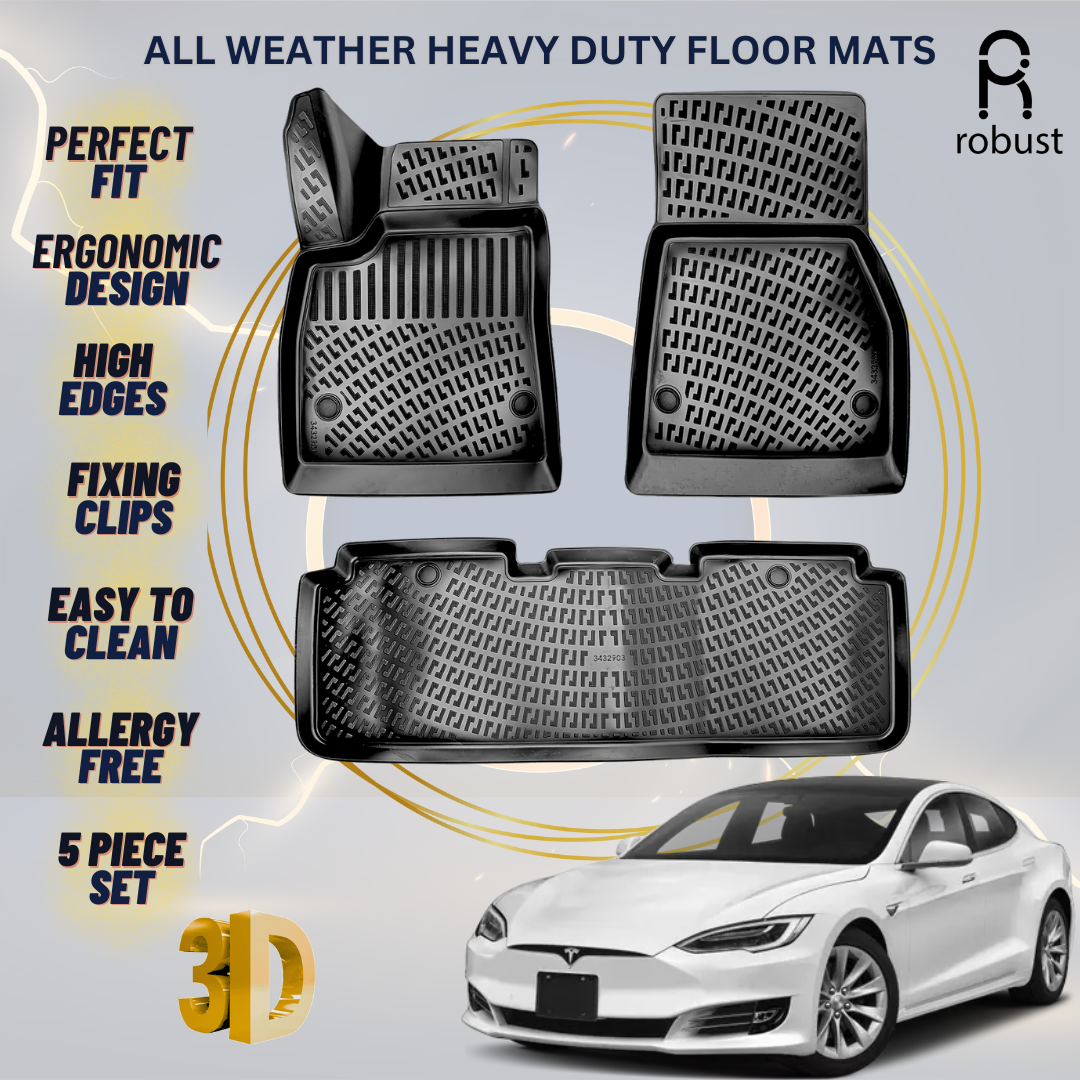 Floor Mats Liners For Tesla Model S 2012-2020 All Weather Heavy Duty Car Rugs EV