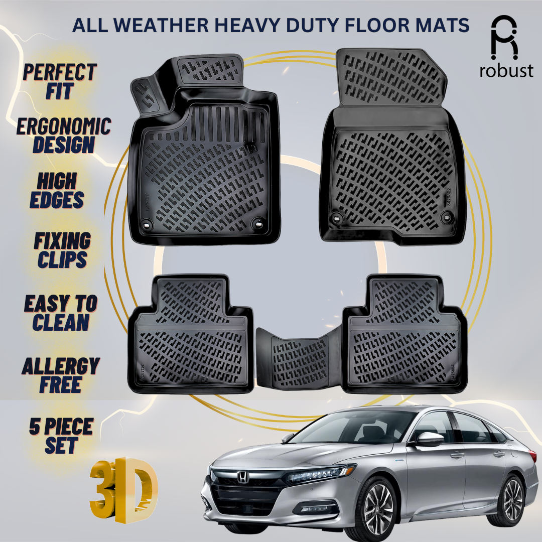 Floor Mats Liners For Honda Accord 2017-2022 All Weather Heavy Duty 3D Car Rugs