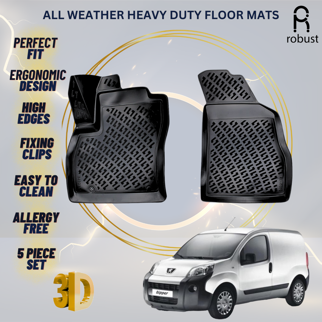 Floor Mats Liners For Peugeot Bipper VAN 2008-2024 All Weather Heavy Duty Rugs