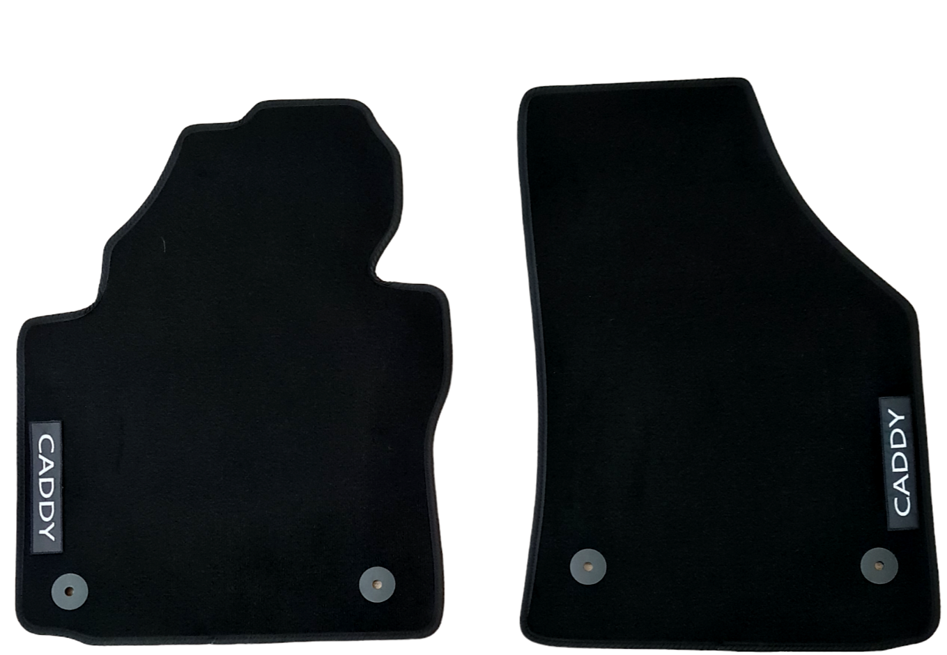 Front Car Floor Mats Velour For VW Caddy Auto Liners Waterproof Black Carpet 2pc