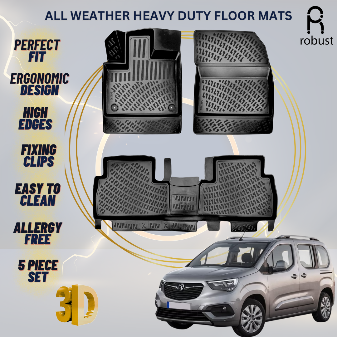 Floor Mats Liners For Opel Combo Life 2018-2023 All Weather Heavy Duty Car Rugs