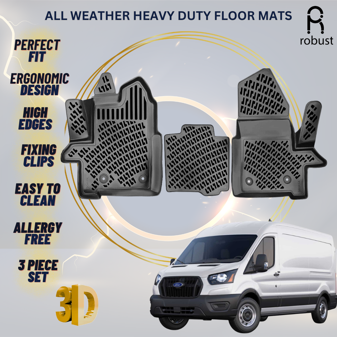 Floor Mats Liners For Ford Transit VAN 2020-2025 All Weather Heavy Duty Car Rugs