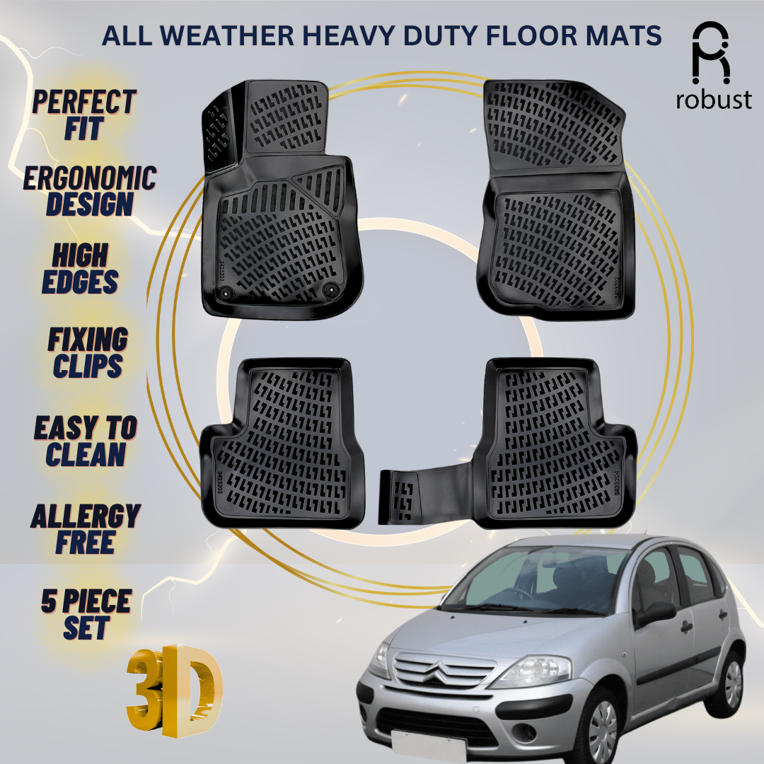 Floor Mats Liners For Citroen C3 2002-2009 All Weather Heavy Duty 3D Car Rugs
