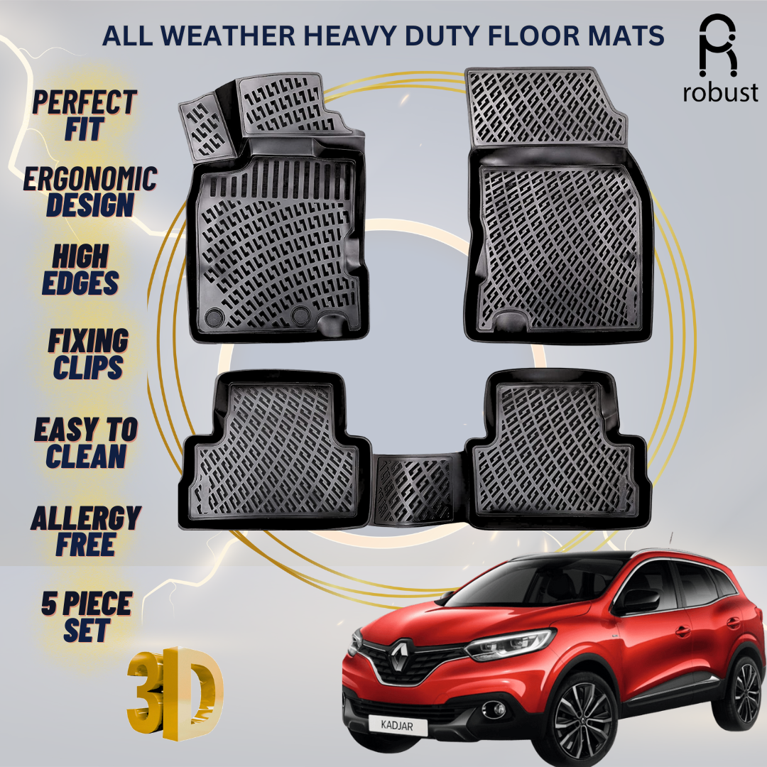 Floor Mats Liners For Renault Kadjar 2015-2025 All Weather Heavy Duty Car Rugs