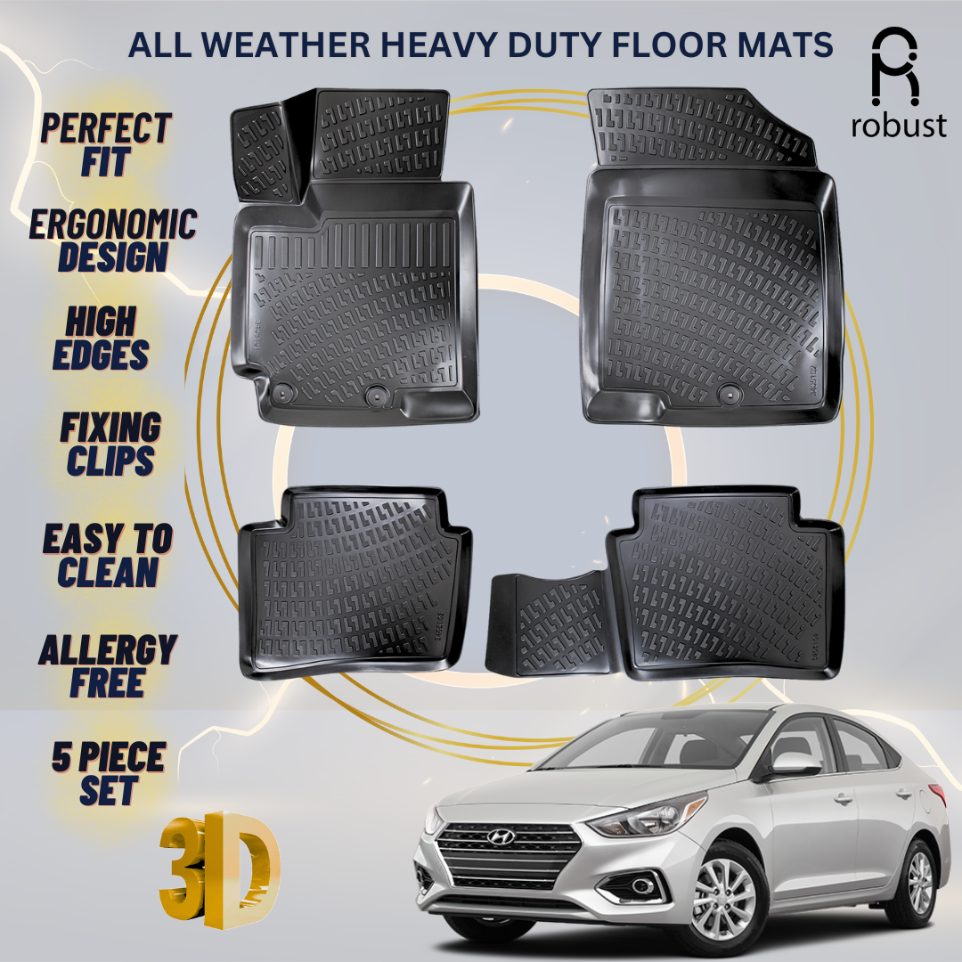 Floor Mats Liners For Hyundai Accent 2018-2023 All Weather Heavy Duty Car Rugs