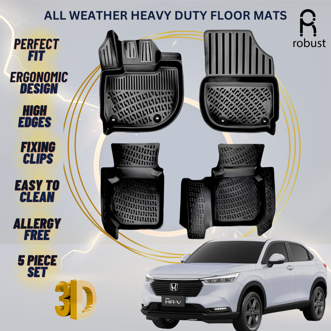 Floor Mats Liners For Honda HR-V 2022-2025 All Weather Heavy Duty 3D Car Rugs