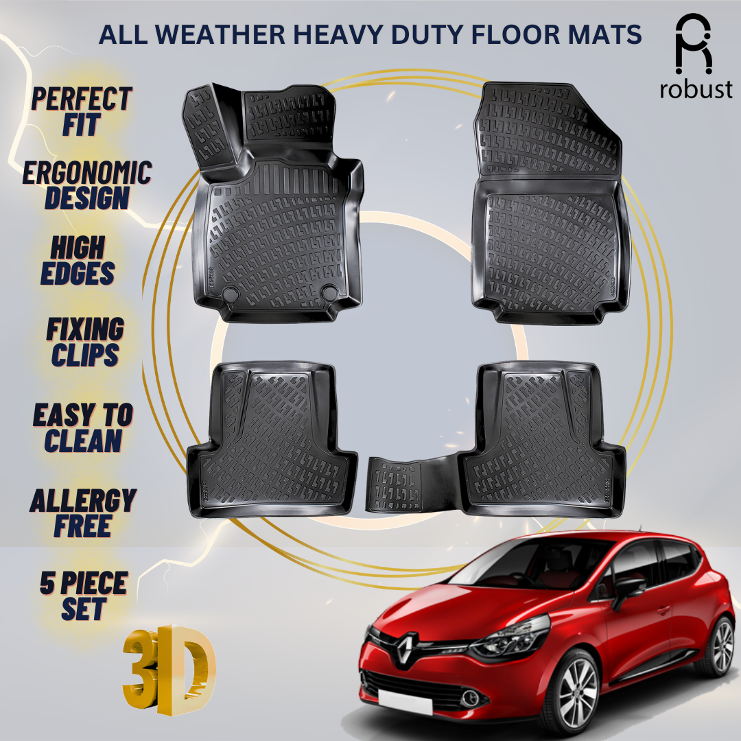 Floor Mats Liners For Renault Clio 2012-2019 All Weather Heavy Duty 3D Car Rugs