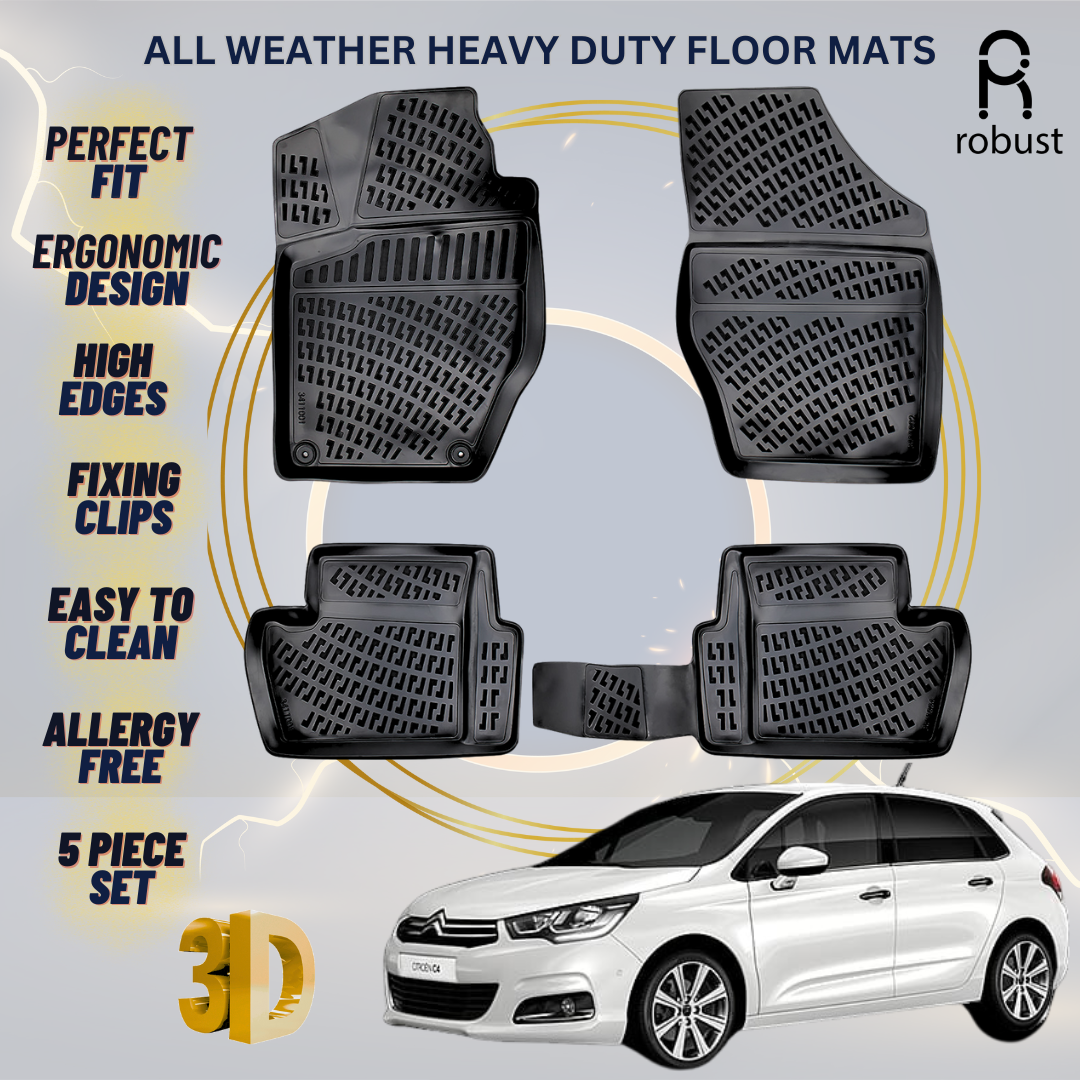 Floor Mats Liners For Citroen C4 2010-2019 All Weather Heavy Duty 3D Car Rugs