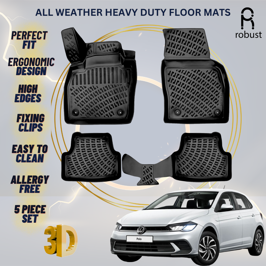 Floor Mats Liners For VW Volkswagen Polo 2021-2025 All Weather Heavy Duty Rugs