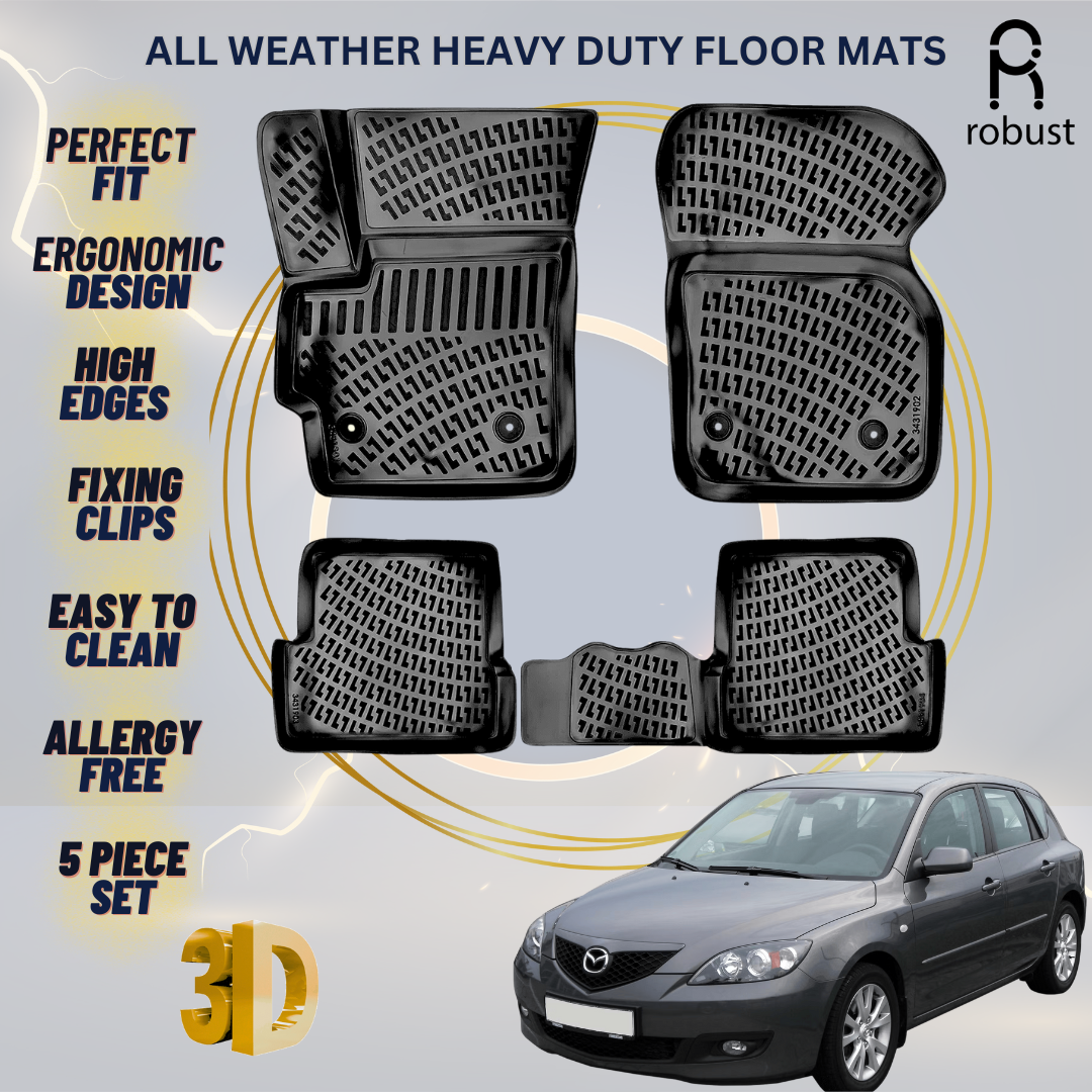Floor Mats Liners For Mazda 3 2003-2009 All Weather Heavy Duty 3D Car Auto Rugs