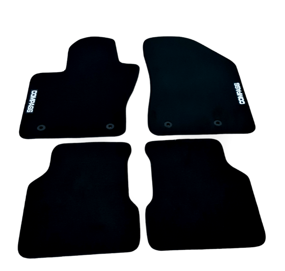 Car Floor Mats Velour For Jeep Compass 2 Waterproof Black Carpet Auto Liners New