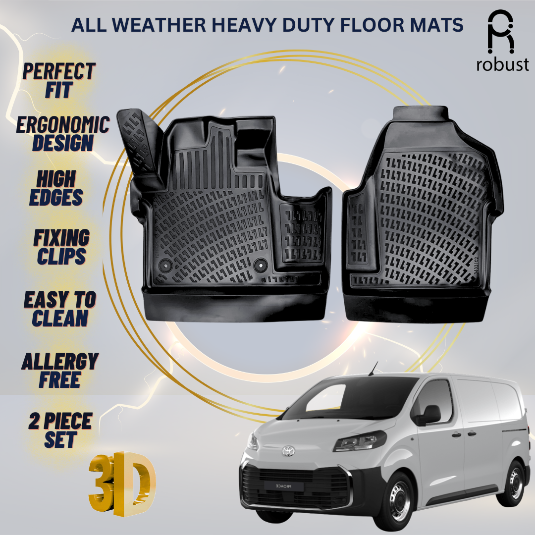 Floor Mats Liners For Toyota ProAce 2024-2026 All Weather Heavy Duty 3D Car Rugs