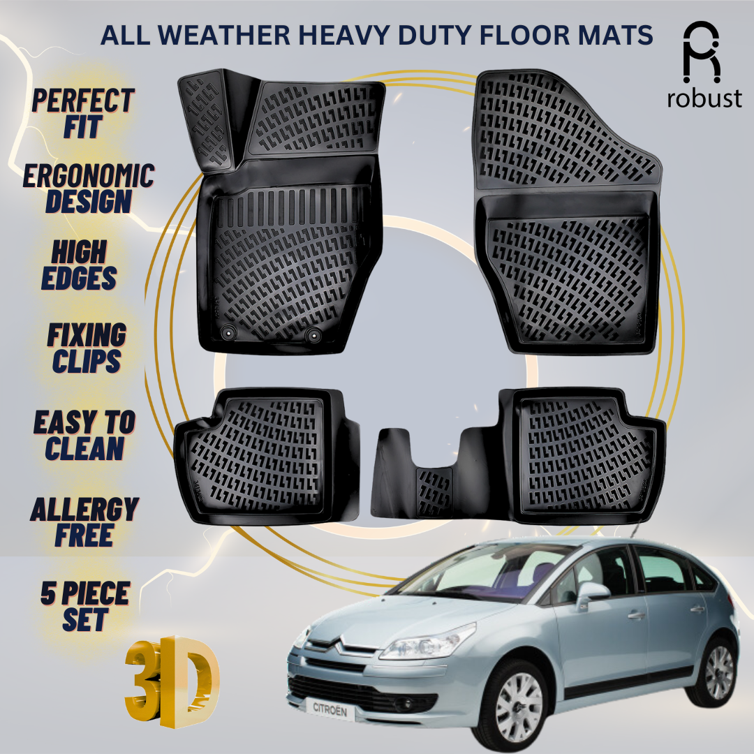 Floor Mats Liners For Citroen C4 2004-2010 All Weather Heavy Duty 3D Car Rugs