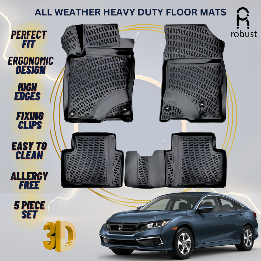 Floor Mats Liners For Honda Civic 2016-2021 SD All Weather Heavy Duty Car Rugs