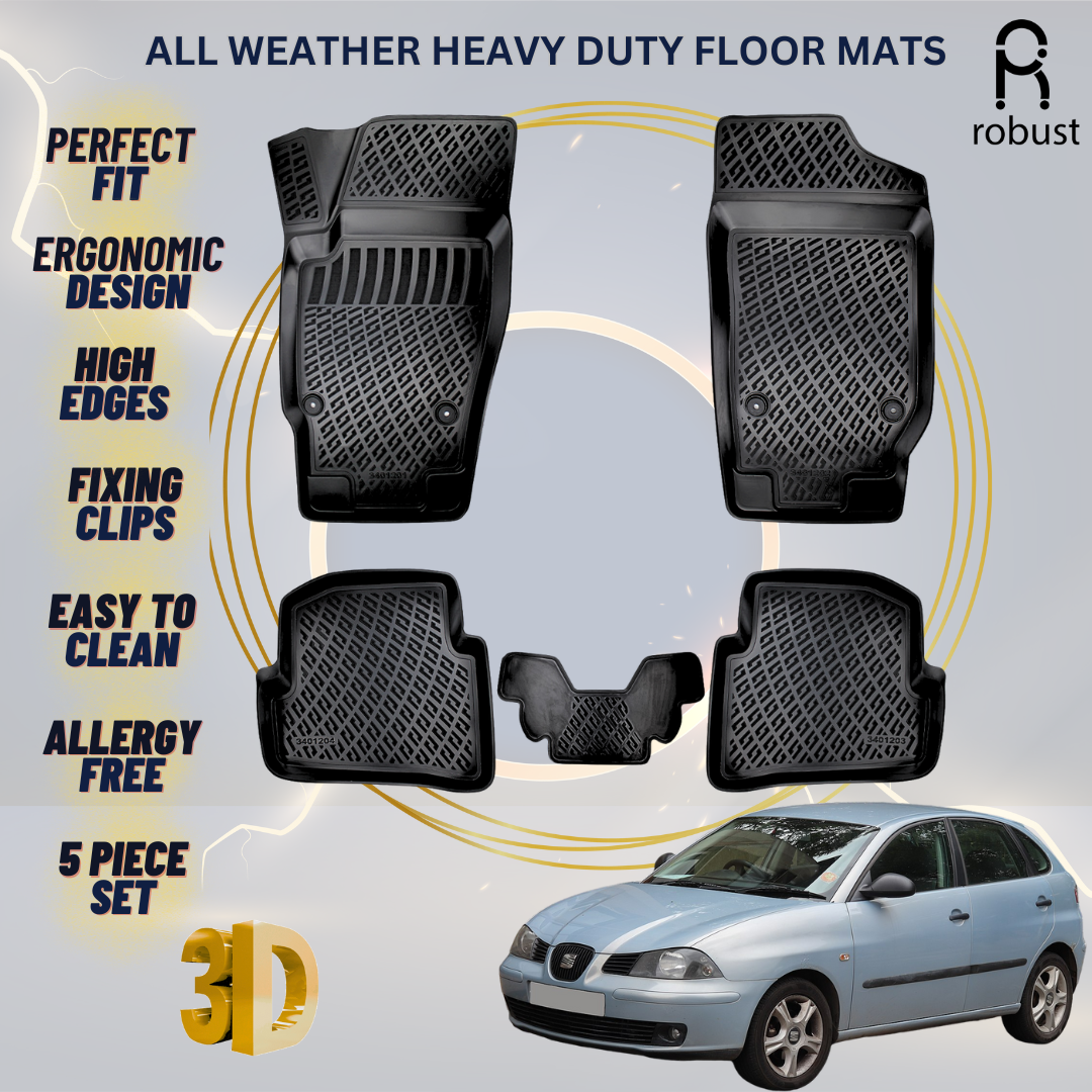 Floor Mats Liners For Seat Ibiza 2002-2008 All Weather Heavy Duty 3D Car Rugs