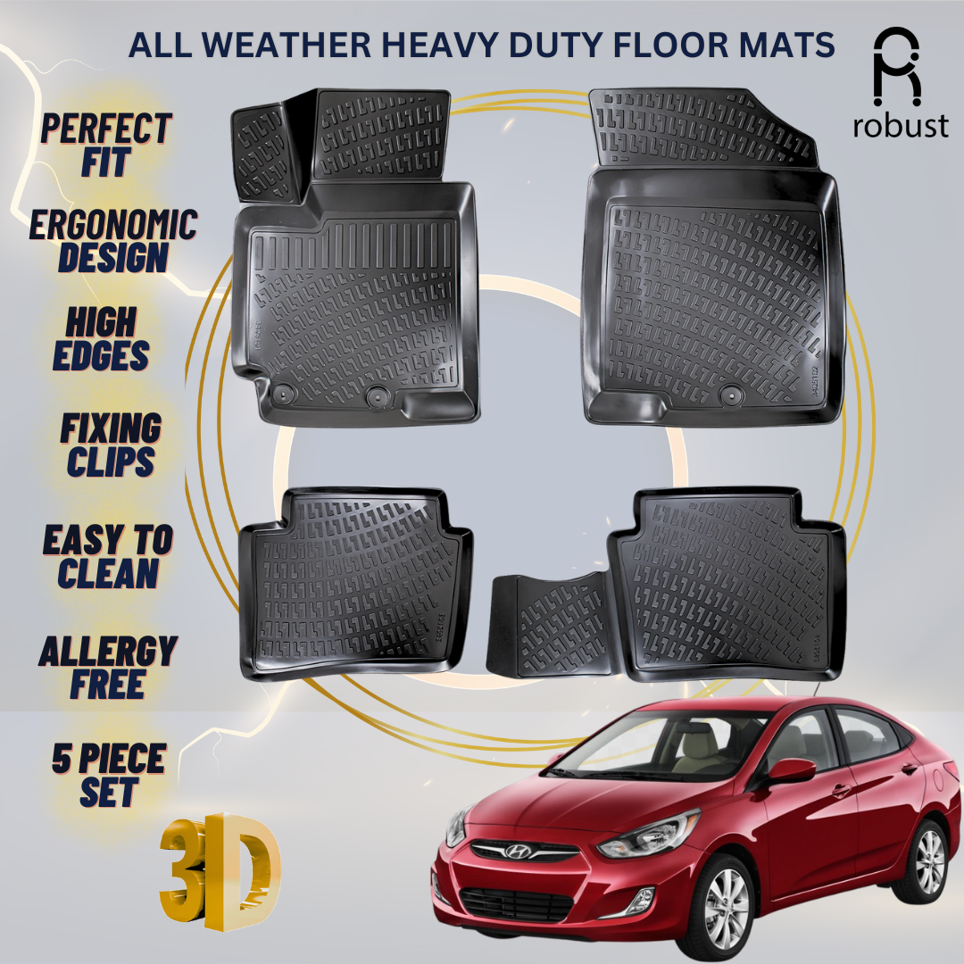 Floor Mats Liners For Hyundai Accent 2011-2018 All Weather Heavy Duty Car Rugs