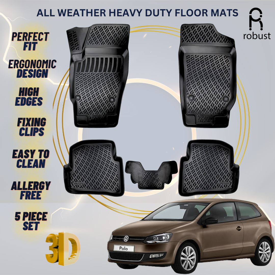 Floor Mats Liners For VW Volkswagen Polo 2009-2017 All Weather Heavy Duty Rugs