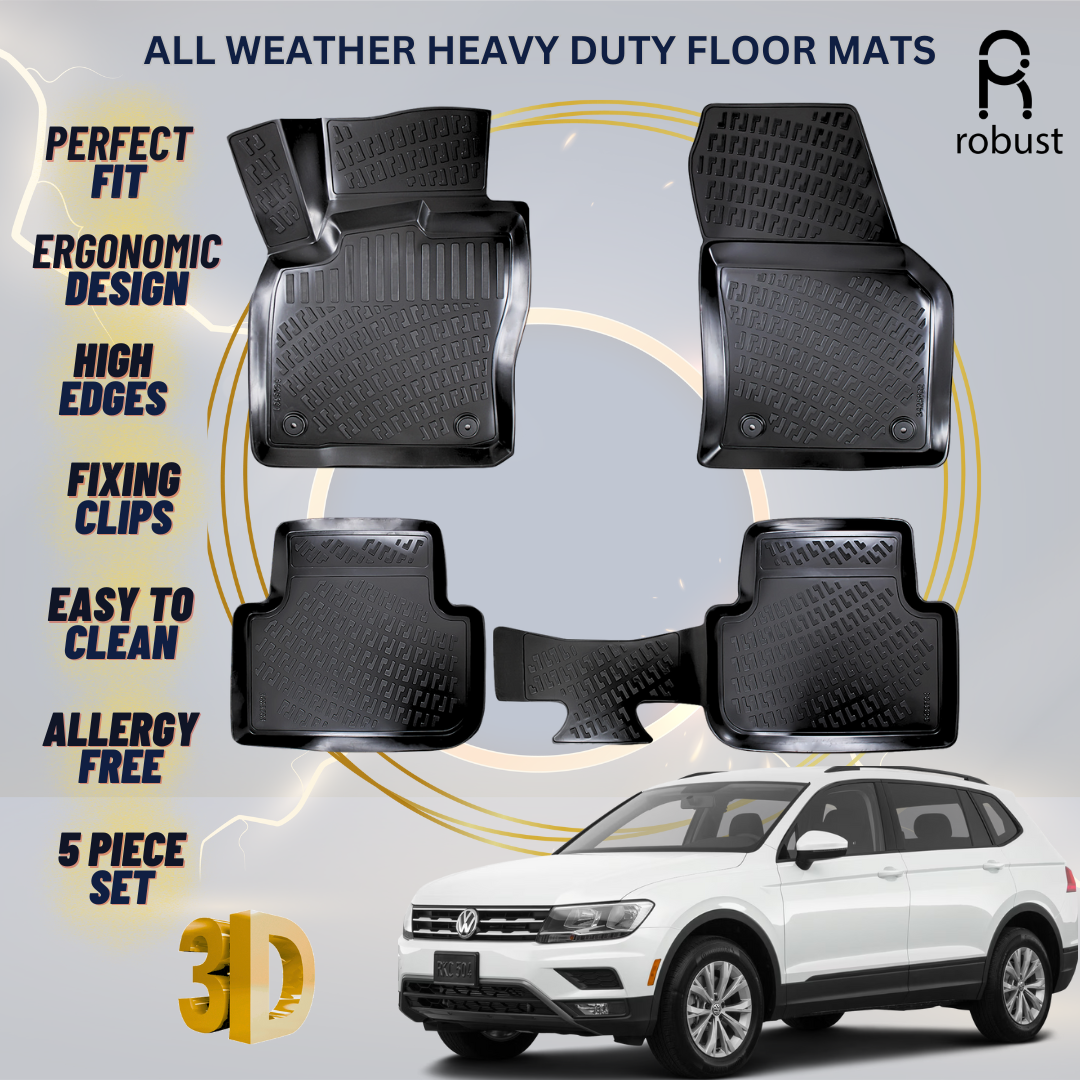 Floor Mats Liners For VW Volkswagen Tiguan 2016-2019 All Weather Heavy Duty Rugs