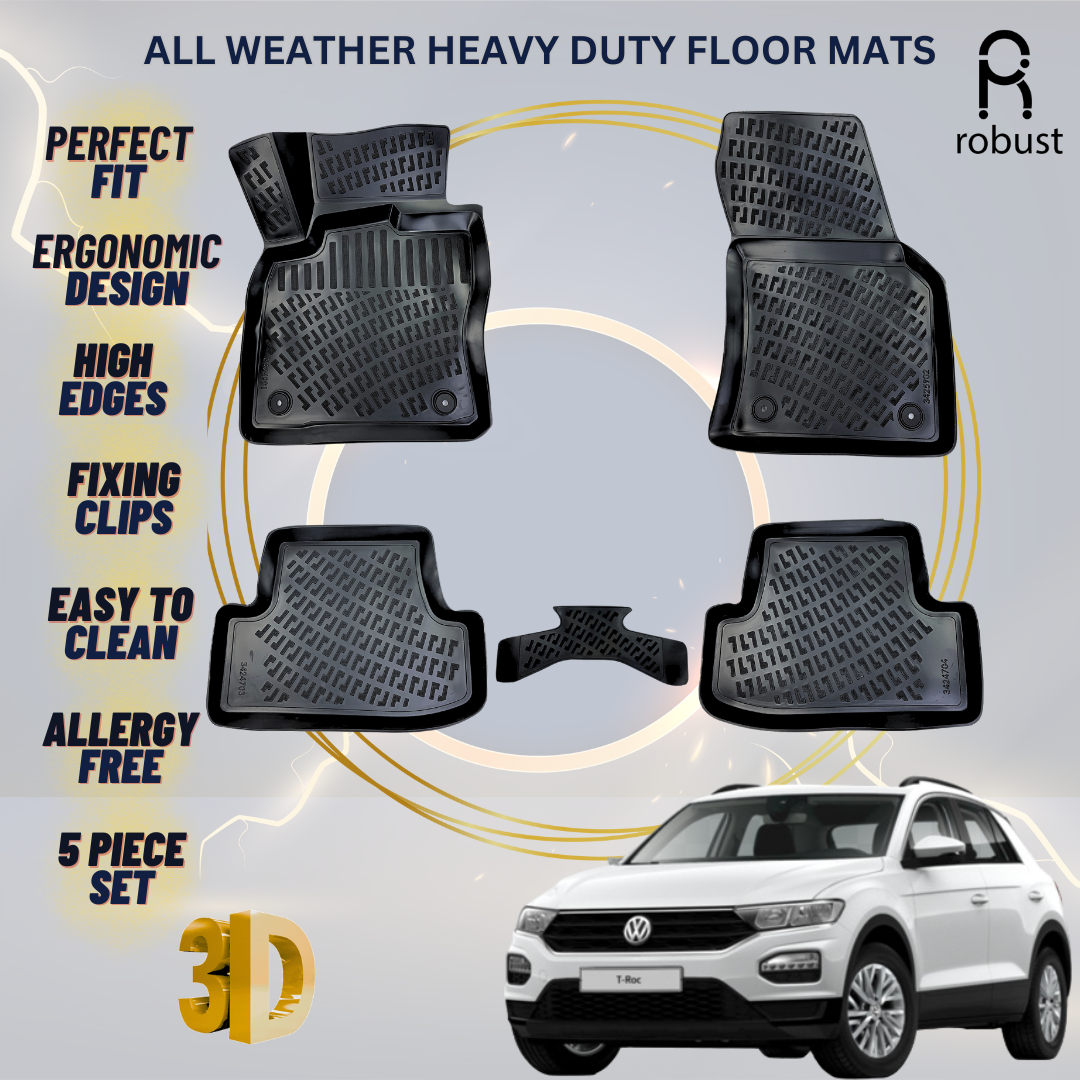 Floor Mats Liners For VW Volkswagen T-Roc 2017-2020 All Weather Heavy Duty Rugs