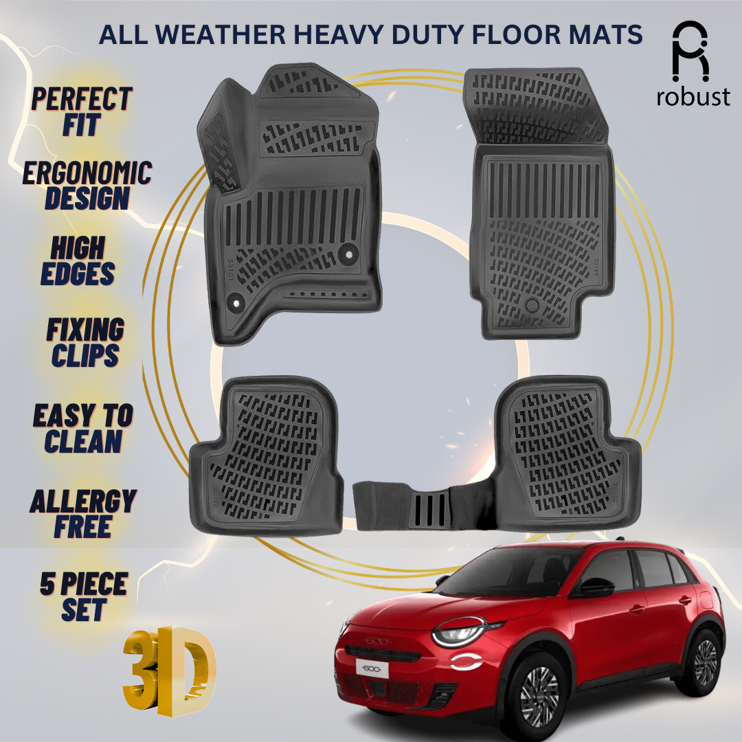 Floor Mats Liners For Fiat 600 MHEV 2022-2025 All Weather Heavy Duty 3D Car Rugs