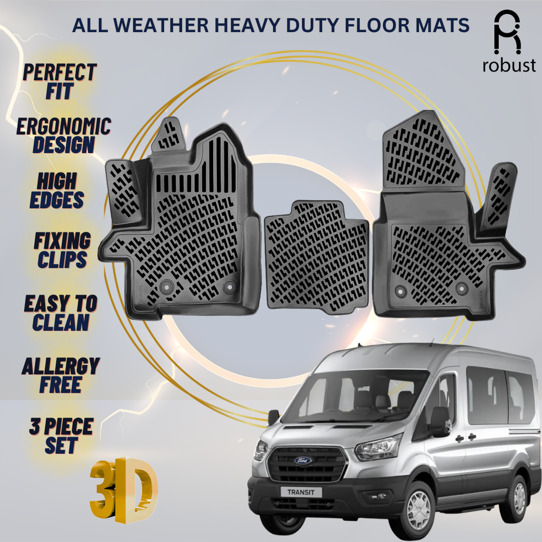 Floor Mats Liners For Ford Transit 2020-2025 All Weather Heavy Duty 3D Car Rugs