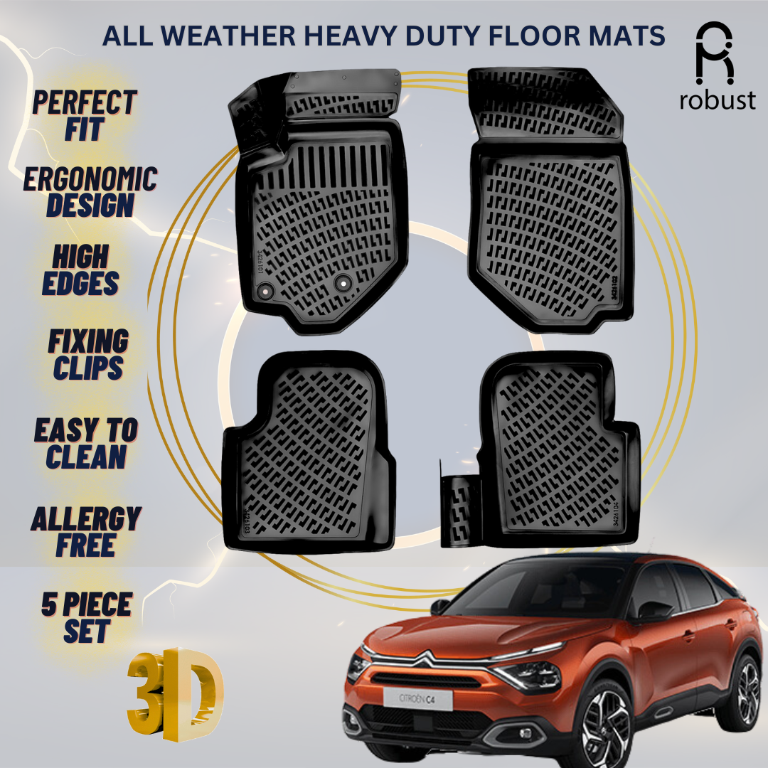 Floor Mats Liners For Citroen C4 2020-2024 All Weather Heavy Duty 3D Car Rugs